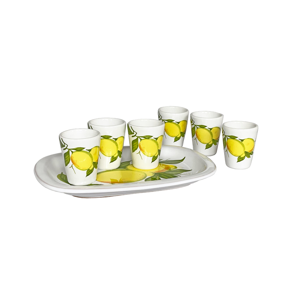Místè Limoncello serving board with 6 shot glasses